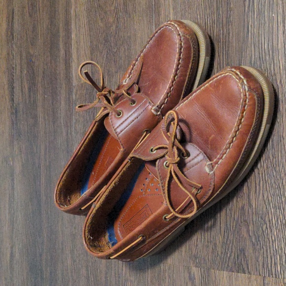The Original Dry-Dock Mens Size 8.5 Vintage Genuine Leather Brown Boat Shoes - Picture 1 of 9